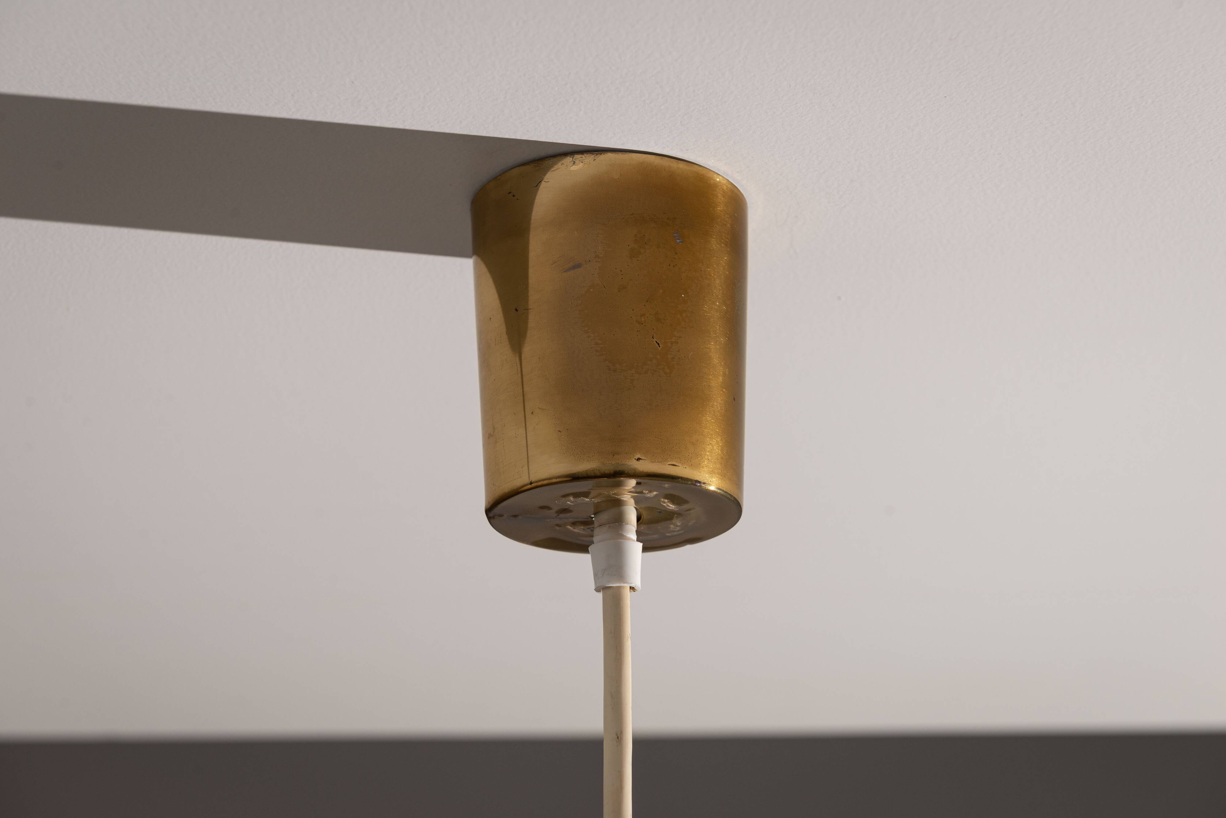 Hanging lamp with smoked Murano glass and opaline inner shade