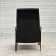 1970s, Danish armchair, black artificial leather, teak wood.