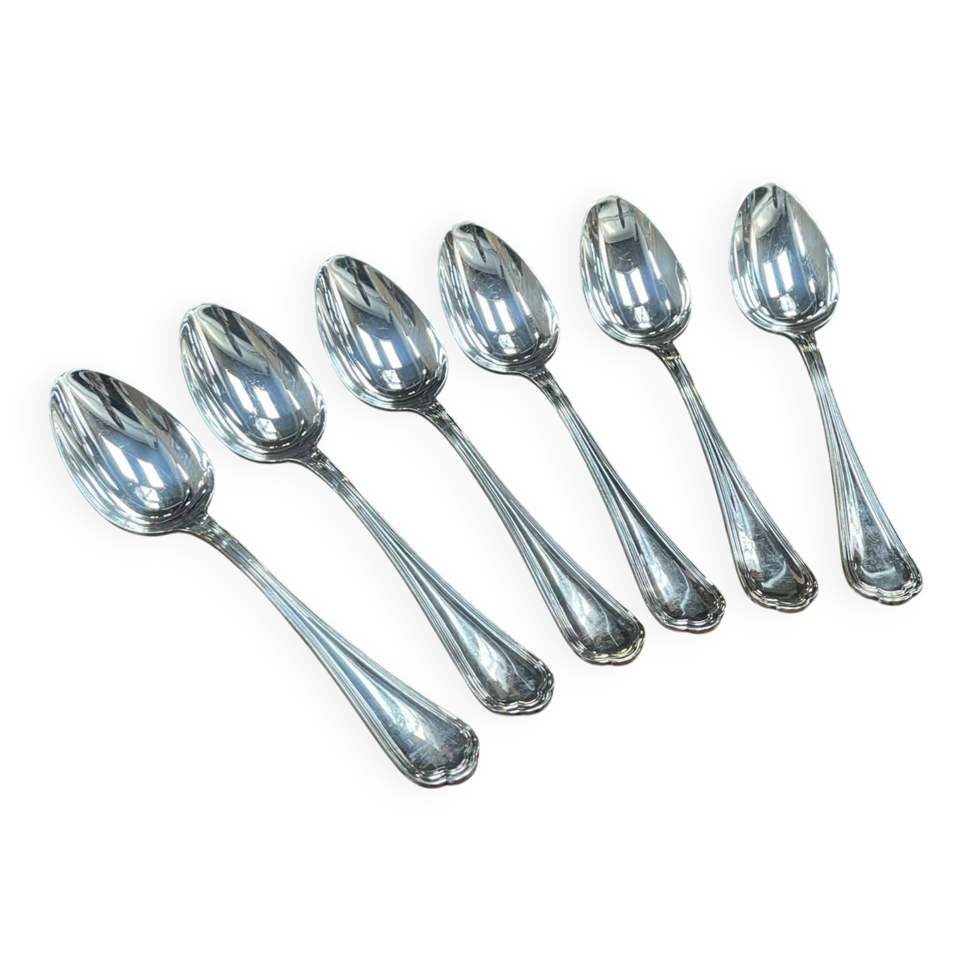 Set of 6 large silver-plated metal spoons, christofle spartours model