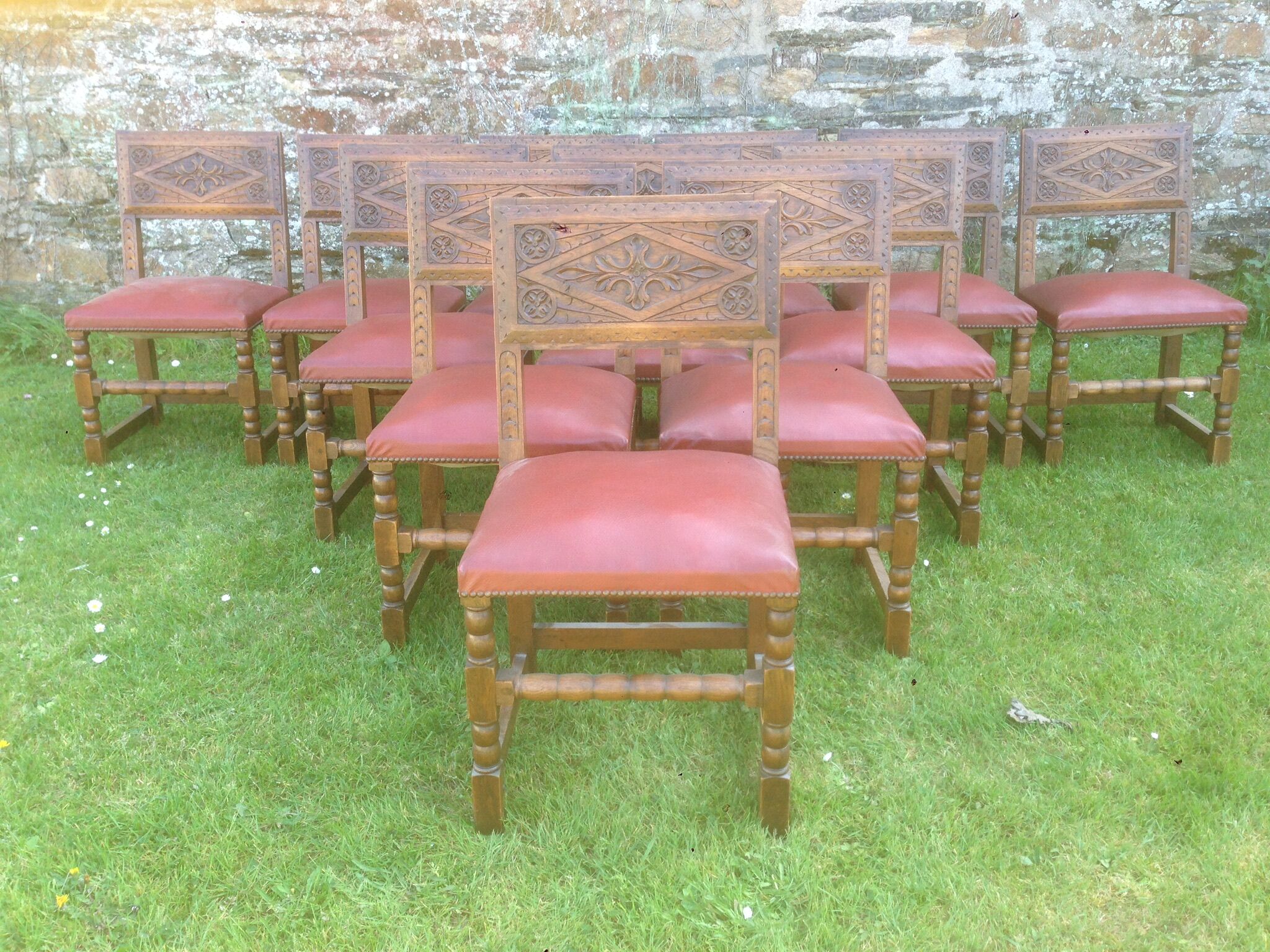 Rustic old oak chairs