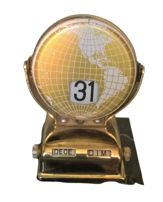 Perpetual calendar swallow in patinated regulation on black marble base ~ 50s