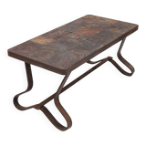 Brutalist coffee table by Adnet