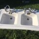 Old double sink with faucet