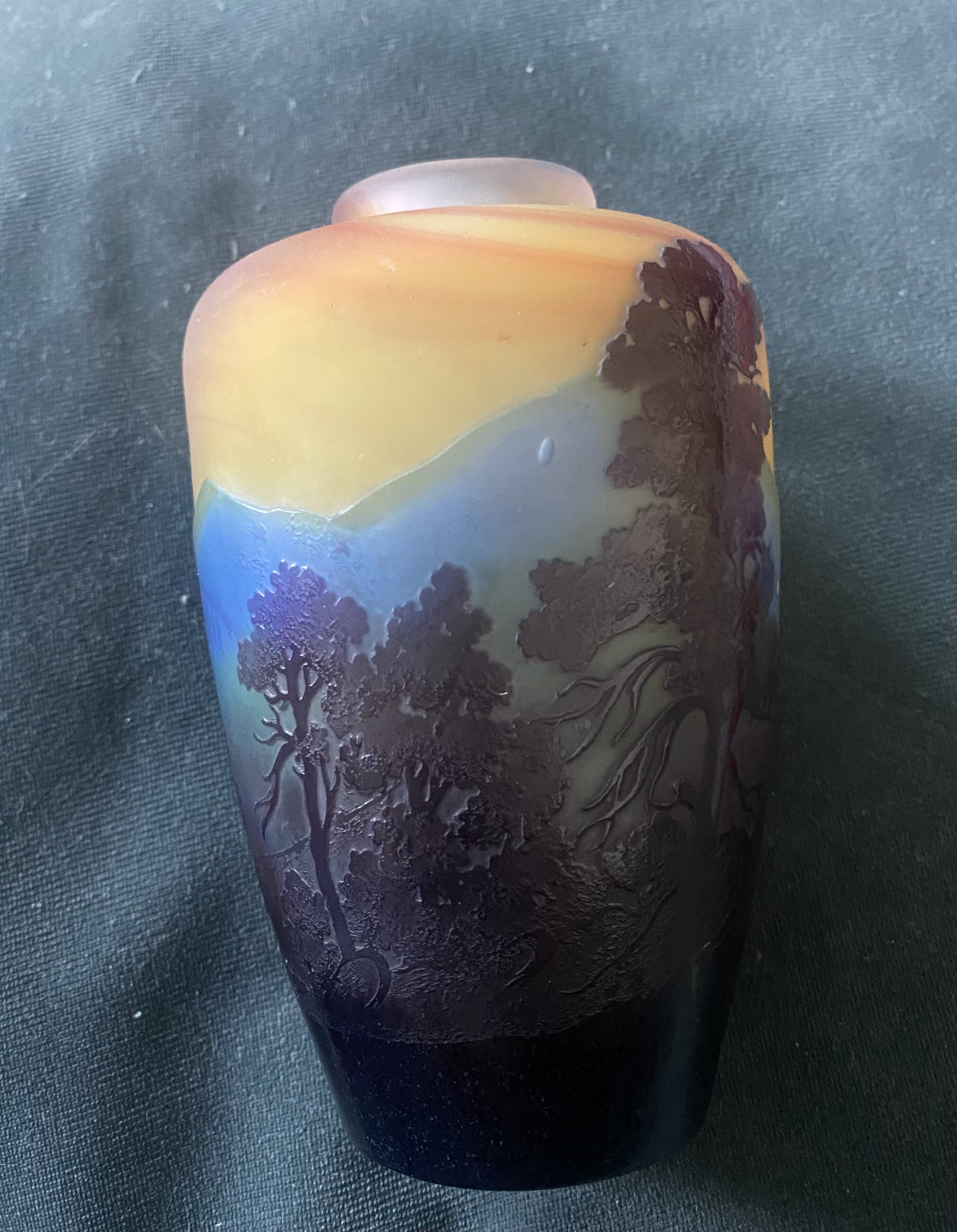 Gallé Blue Line Vase from the Vosges