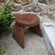 Wood and leather stool, handcrafted African art.