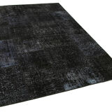 Handmade turkish overdyed 168 cm x 241 cm black patchwork carpet
