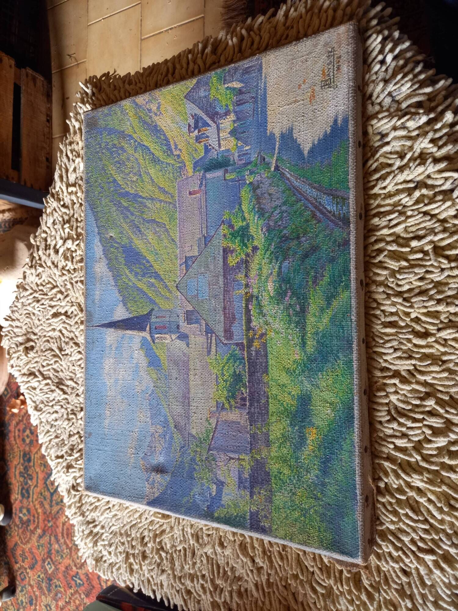 Tableau huile Sur toile (intitulé matin de septembre à Saint mamet de luchon)