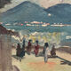 Painting old landscape painting Vesuvius Naples early 20th century
