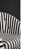 Mid-century modern Scandinavian rounded armchairs with black and white stripes, 1960s.