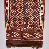 Vintage Afghan Tribal Kilim Wool Rug 390x185 cm Red, Orange, Brown, Black Large