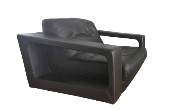 Leather lounge set – Steiner Paris – aluminium base – 1970s/1980s