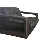 Leather lounge set – Steiner Paris – aluminium base – 1970s/1980s