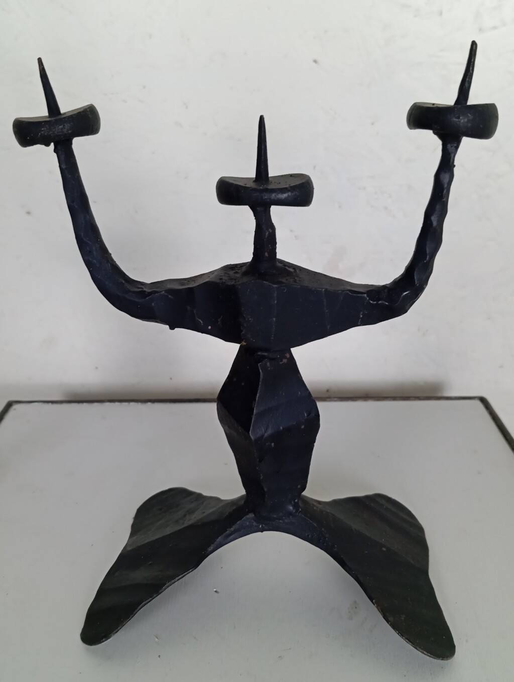 Shabbat candlestick by David Palombo in forged metal