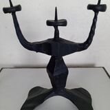 Shabbat candlestick by David Palombo in forged metal