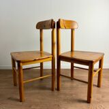 Pair of solid pine chairs, rustic chic feel