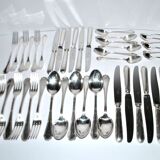 Ercuis trianon silver-plated cutlery set – 42-piece tableware with crossed ribbon design