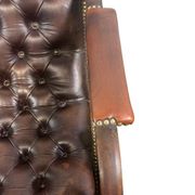 Vintage Chesterfield armchair in dark brown leather / single seat