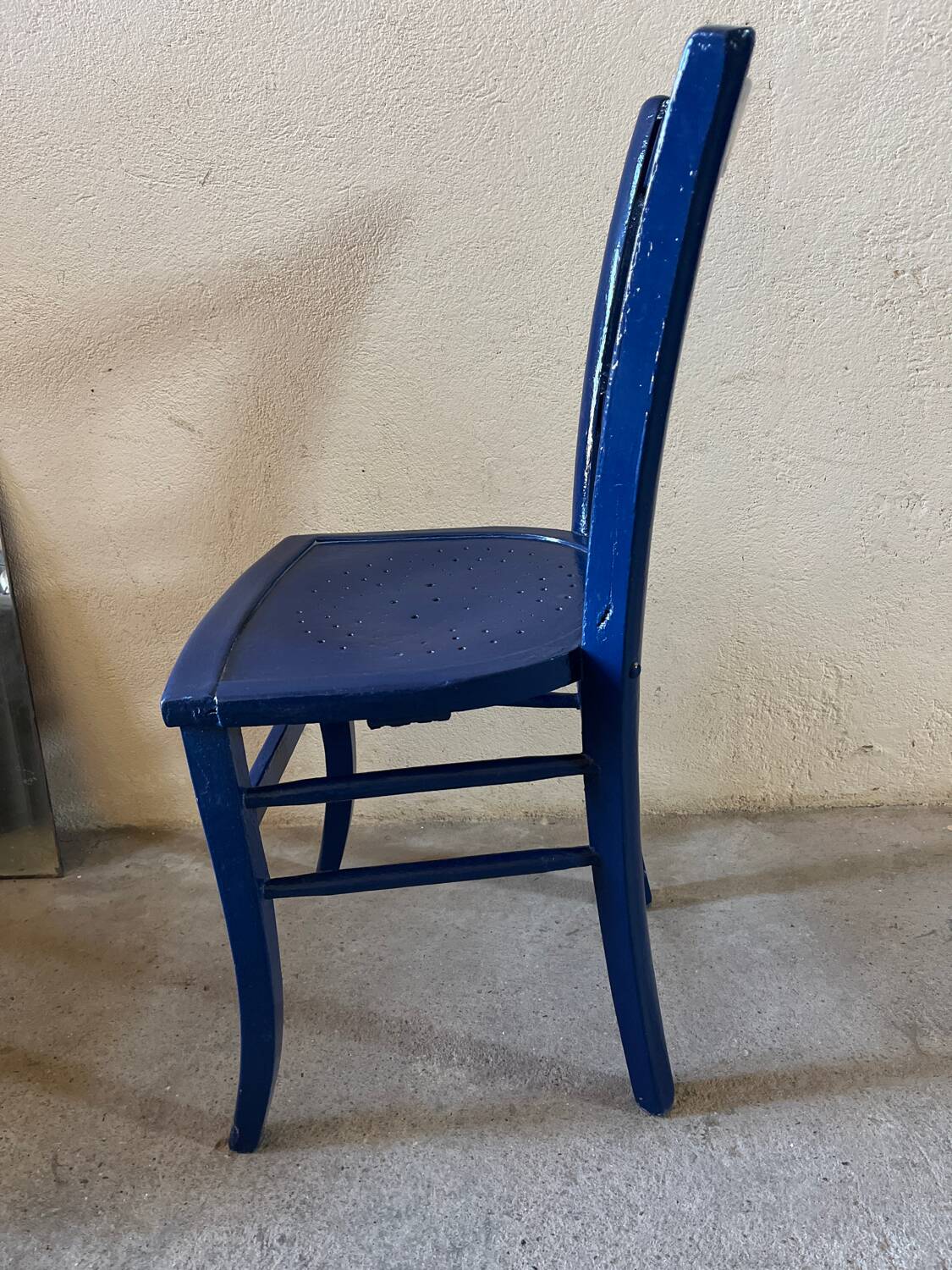 Antique bistro chair painted in midnight blue