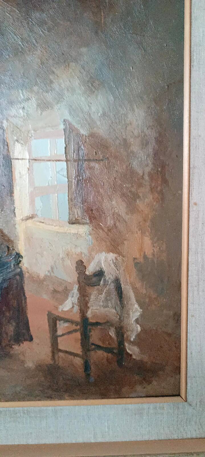 Interior painting oil on panel Guido Guidi 40s/50s