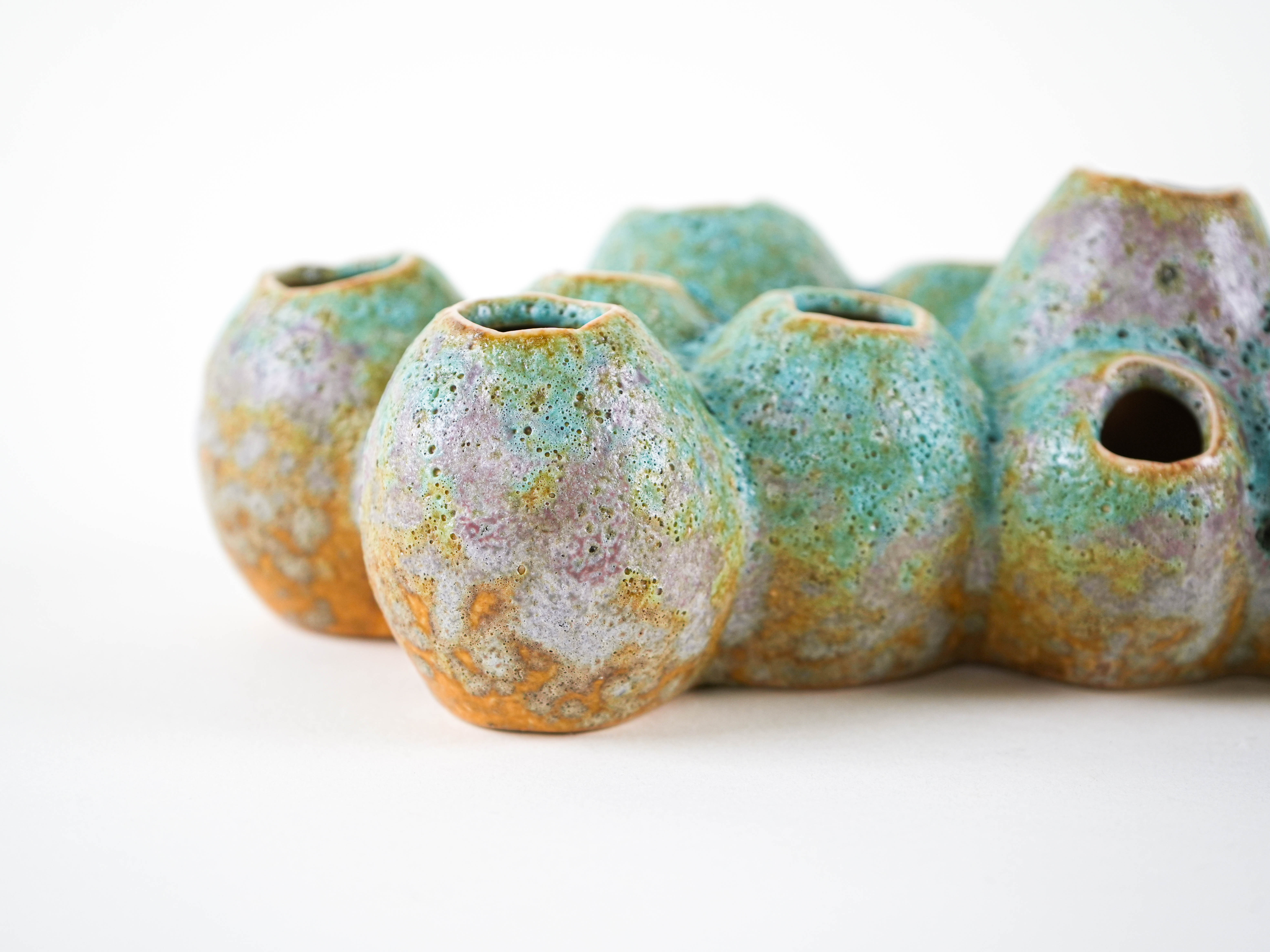 Ceramic vase – flower frog, Danish design, 1960s, made in Denmark