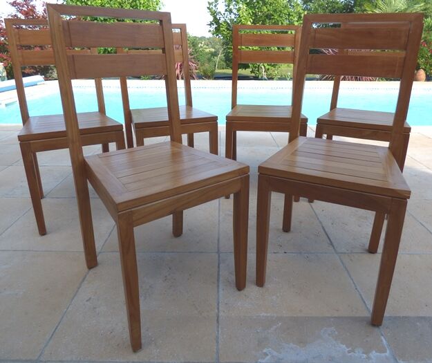 6 chairs of golden oak color in solid wood brand codium maison
