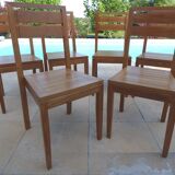 6 chairs of golden oak color in solid wood brand codium maison