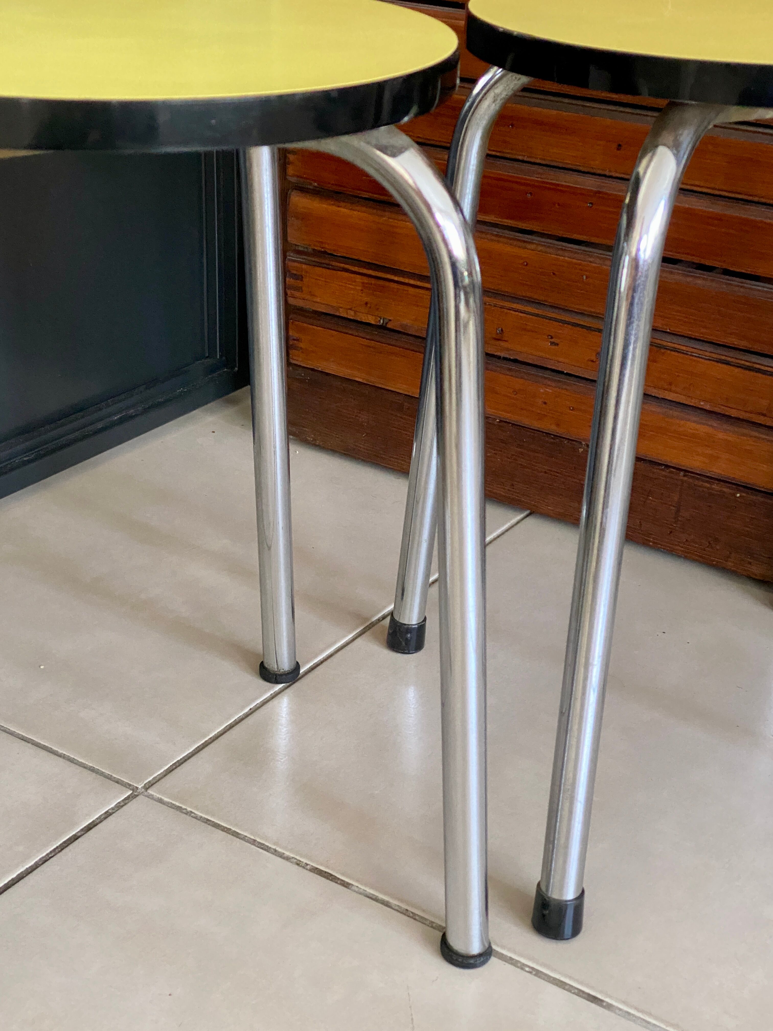 Pair of yellow Formica stools