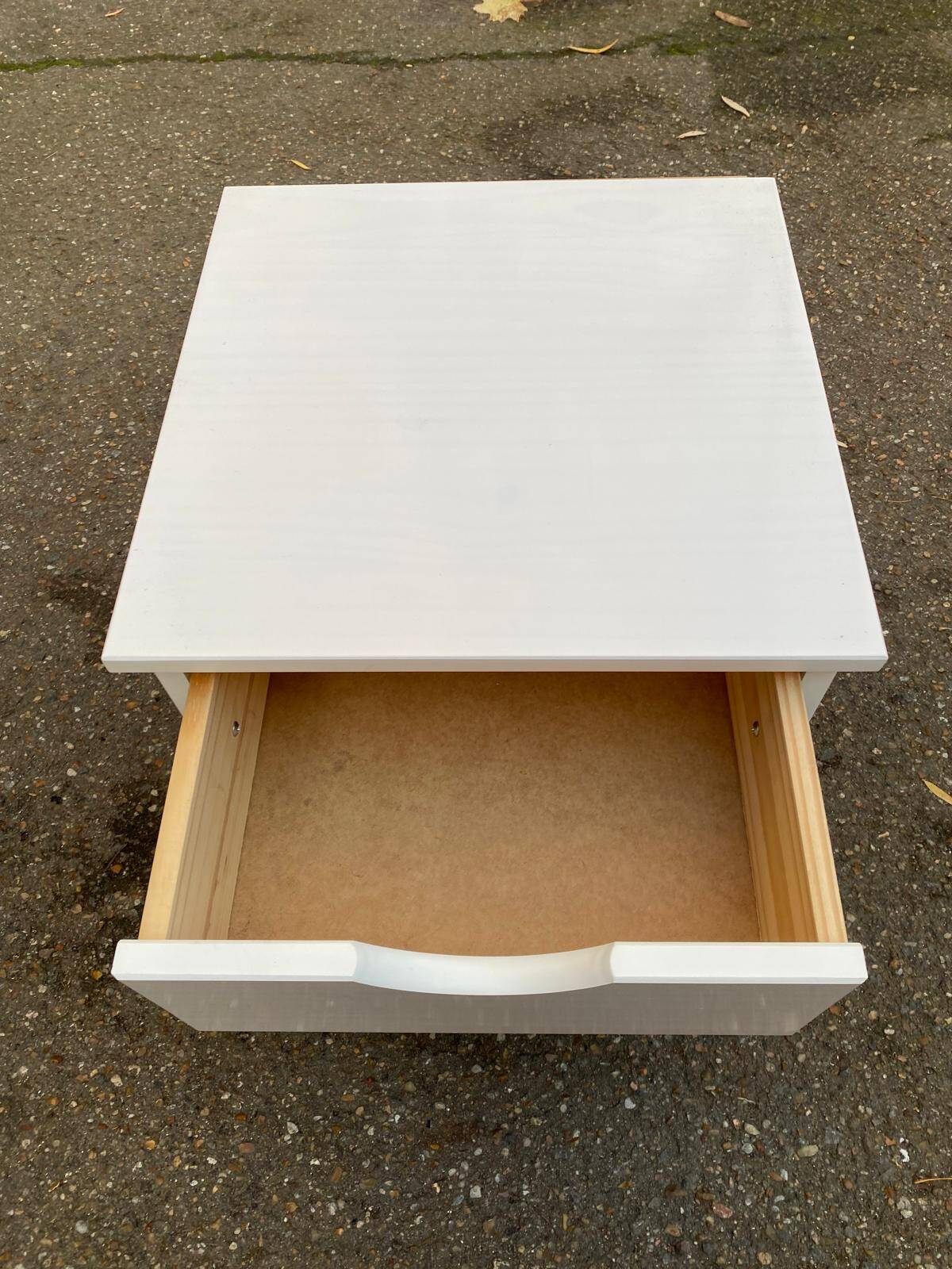 Scandinavian bedside table in solid beige wood with 2 drawers