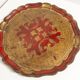 Assiette décorative en bois rouge profond vintage, Italie, années 1960