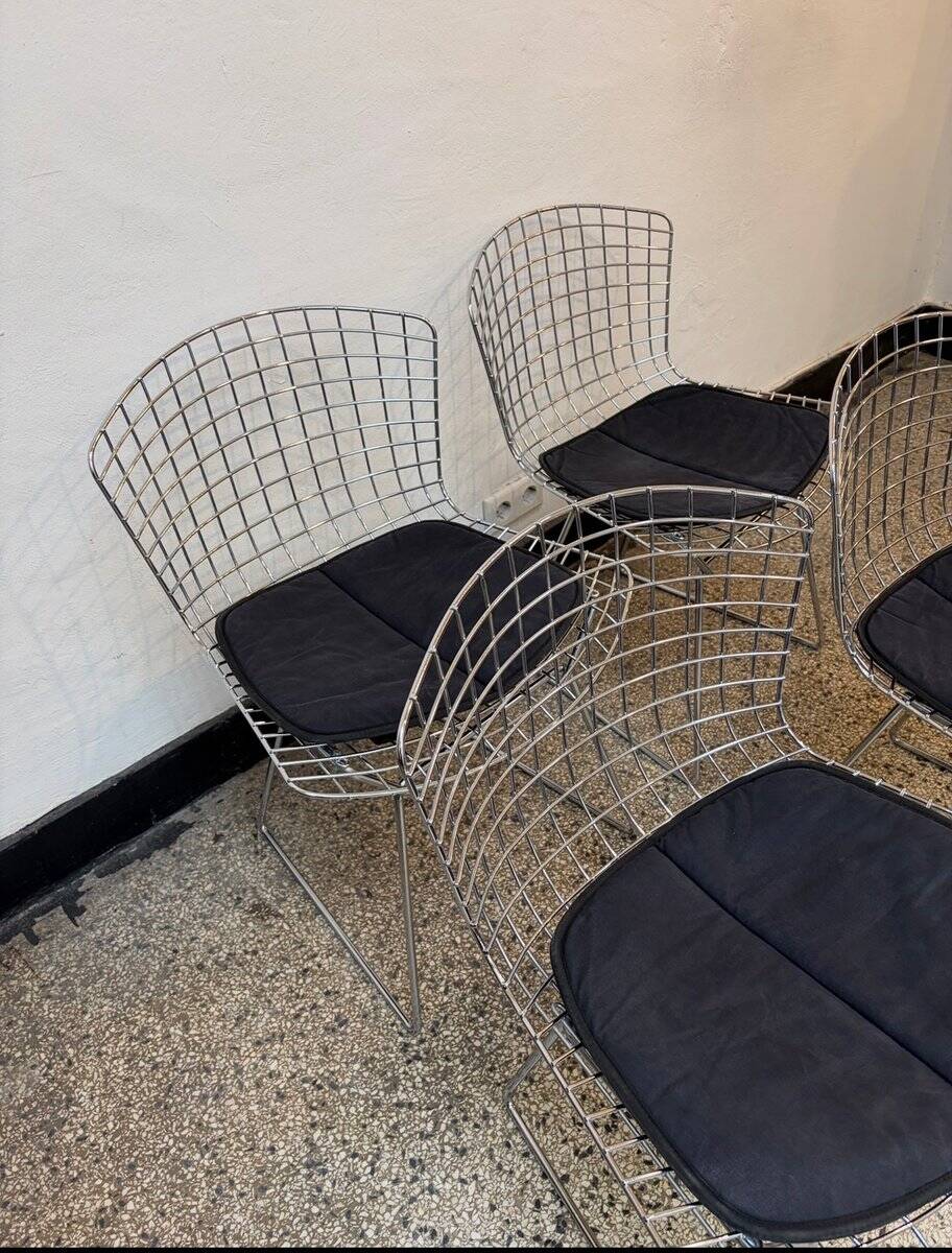 Chrome-plated side chairs by Harry Bertoia for Knoll, 1970s, set of 4