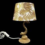 Small vintage lamp in brass & onyx – fish motif – 1950s/60s