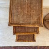 Set of 3 vintage rattan nesting tables – 60s/70s