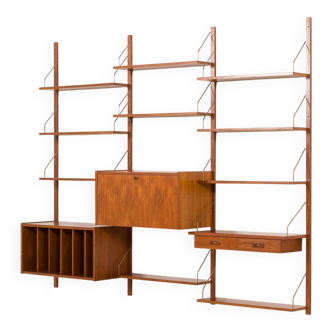 Preben Sorensen shelving unit with vinyl records cabinet for PS System, Randers, Denmark 1960s