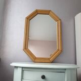 Light oak wooden mirror 80s 52x35cm
