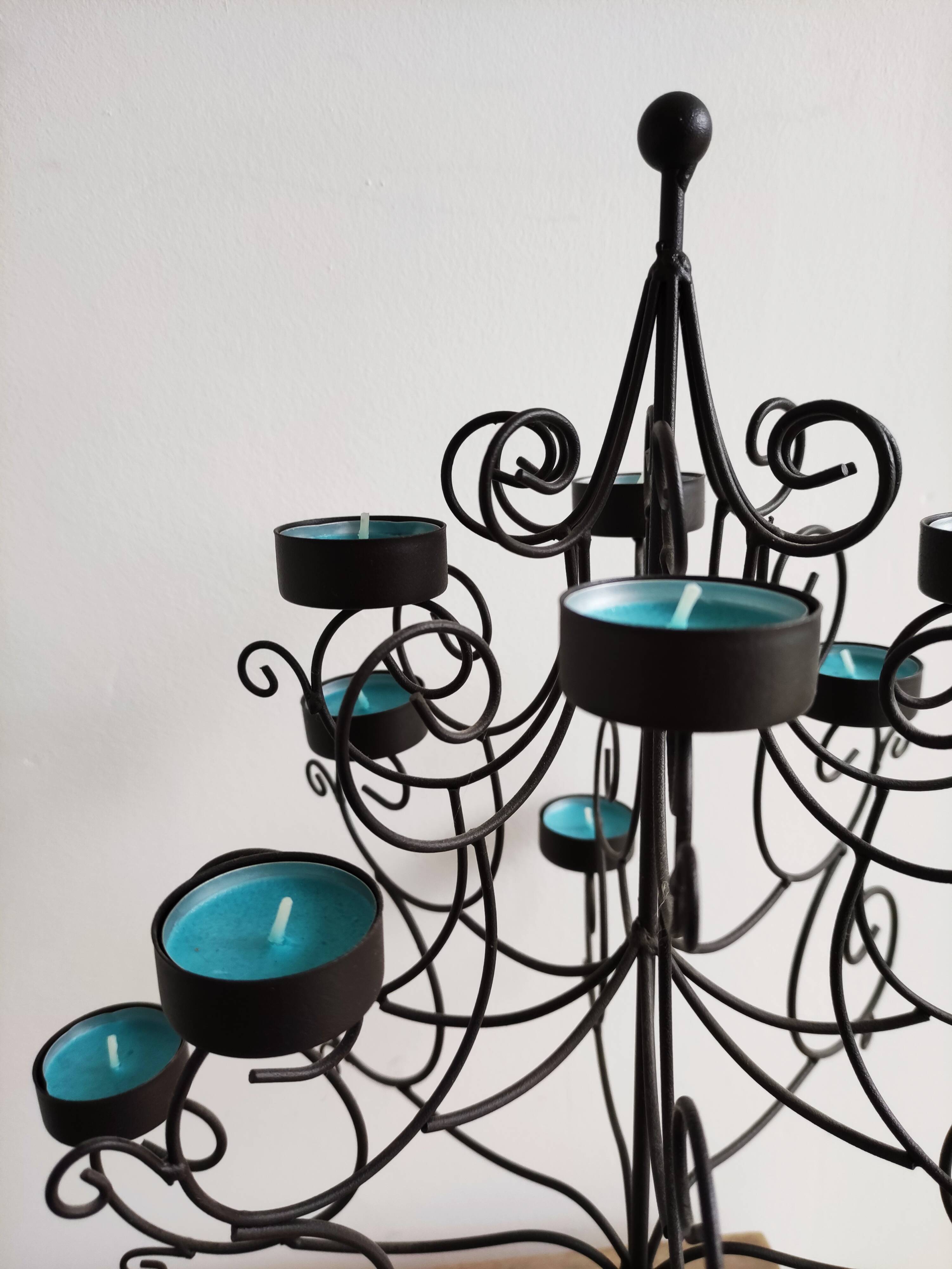 Black metal candlestick for 12 candles