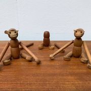 Singes en bois danois du milieu du siècle, lot de 3
