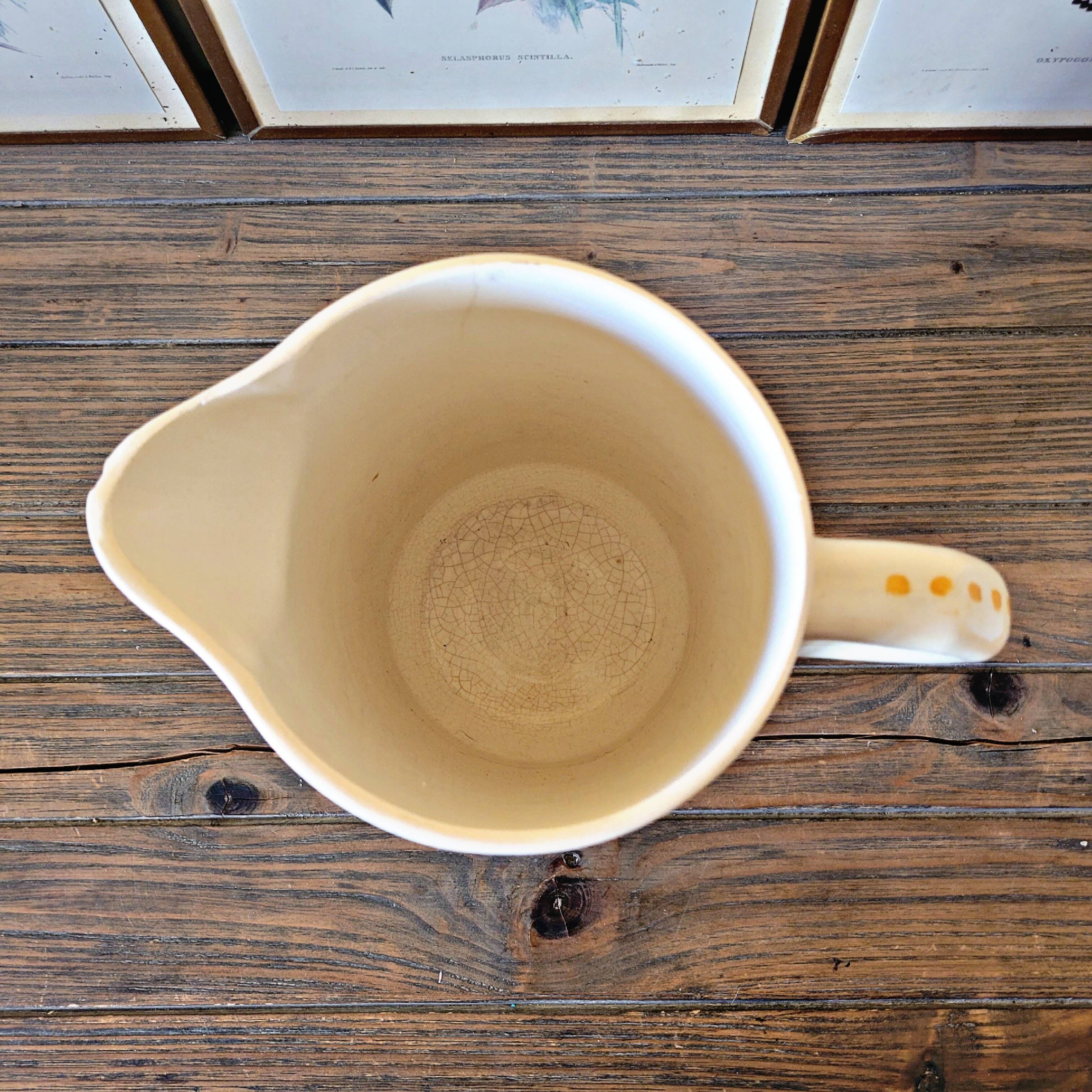 Pitcher / Vase Choisy Le Roi HBC Chatou, green orange black bird decoration