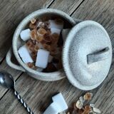 Pot à sucre en grès moucheté vintage