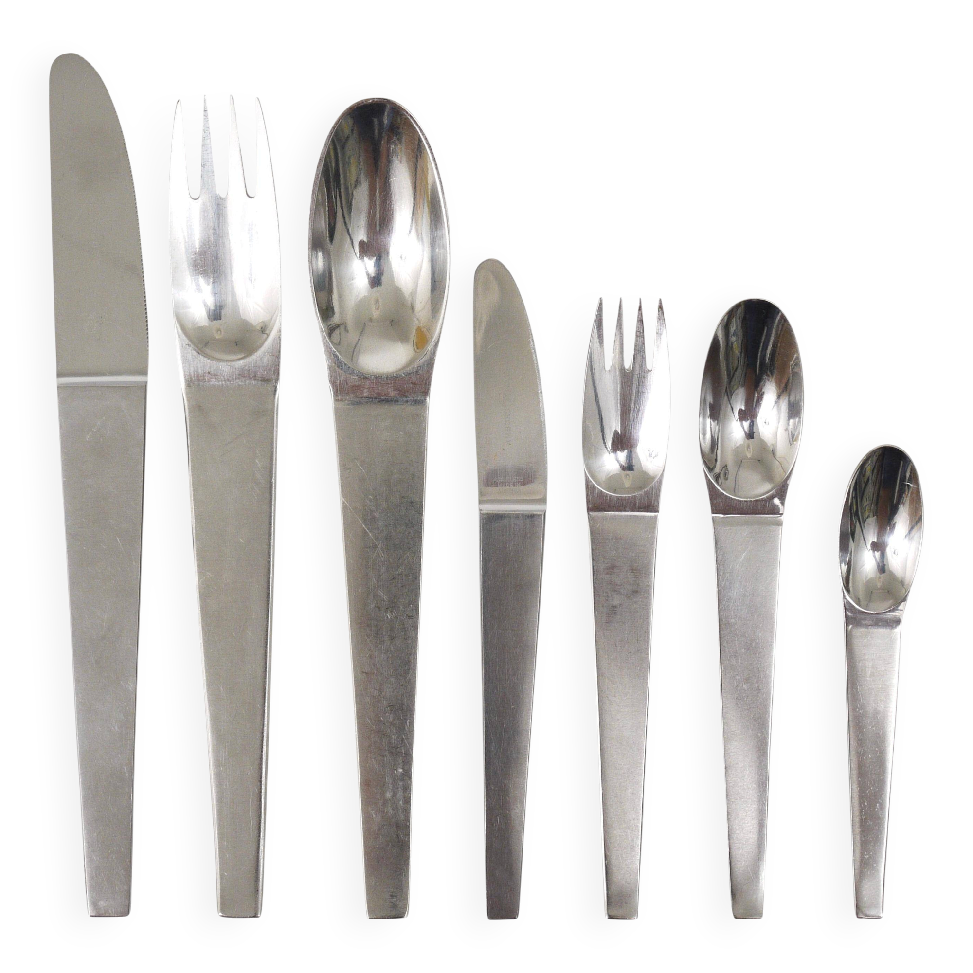 Carl Auböck 2060 Cutlery, 42 pcs., Complete for 6 People, Hammered Austria, 1950