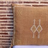 Handmade Moroccan silk cushion cover, cactus pattern
