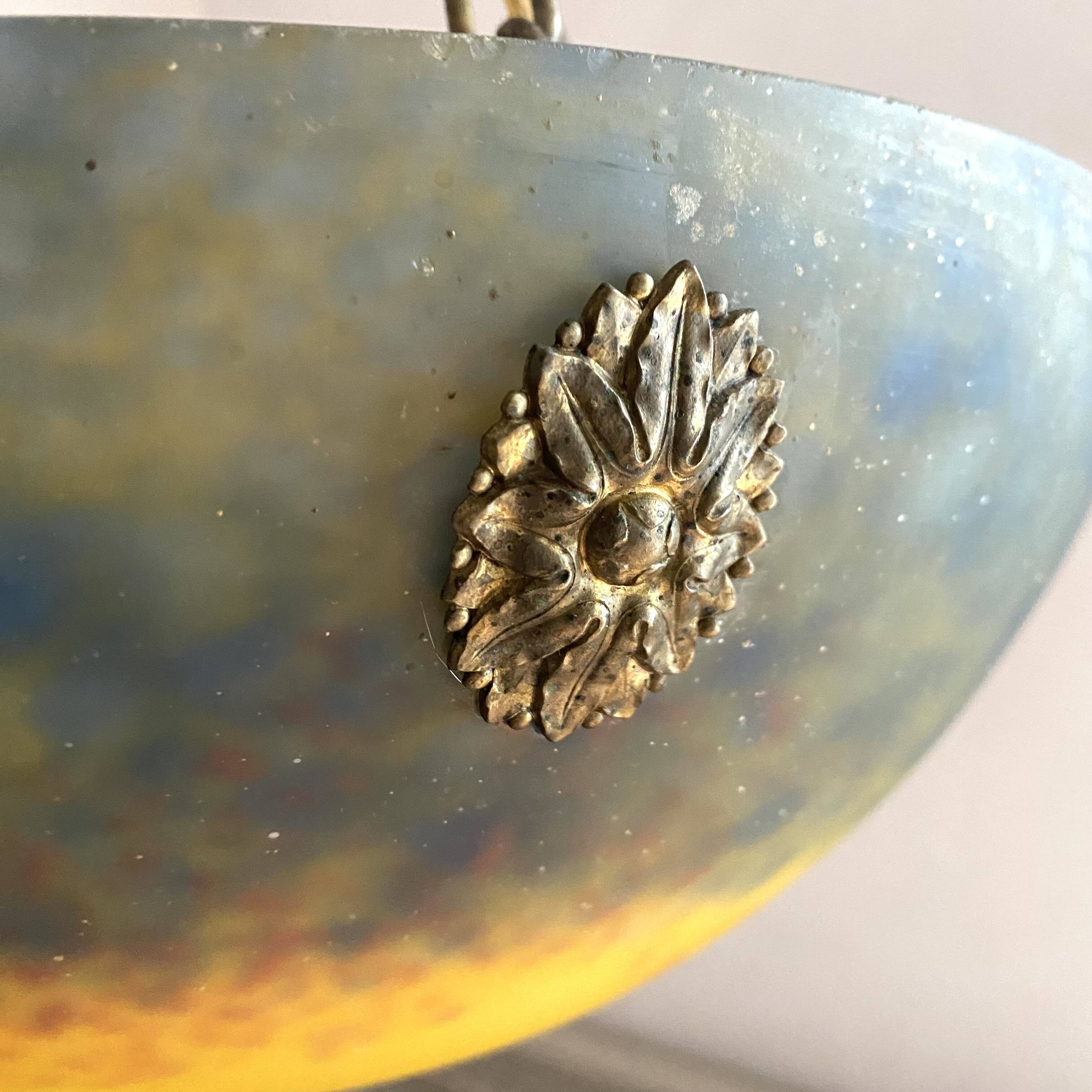 Art Nouveau glass paste suspension by Degué.