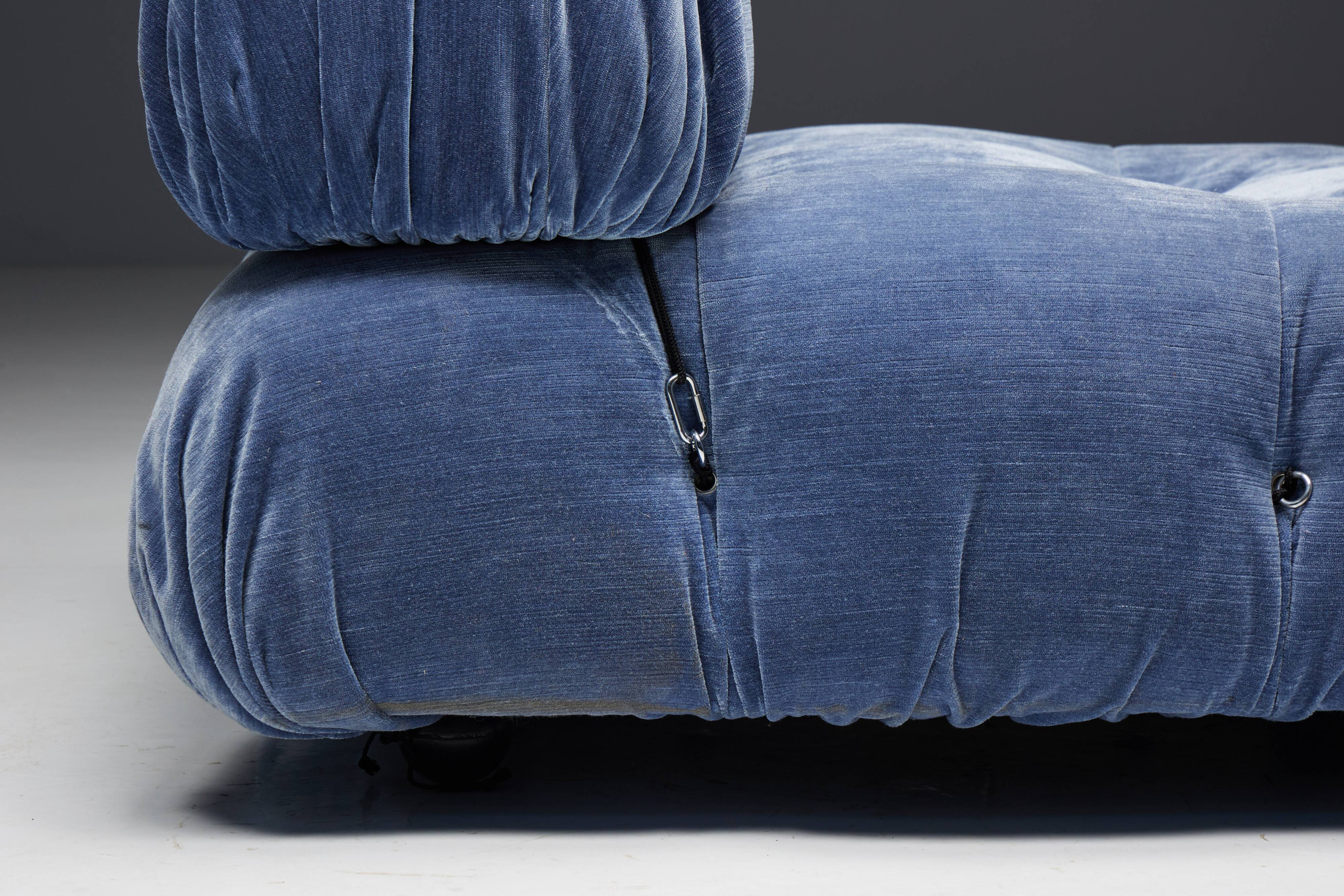 Blue Velvet Camaleonda Sofa by Mario Bellini for B&B Italia, Italy, 1970s