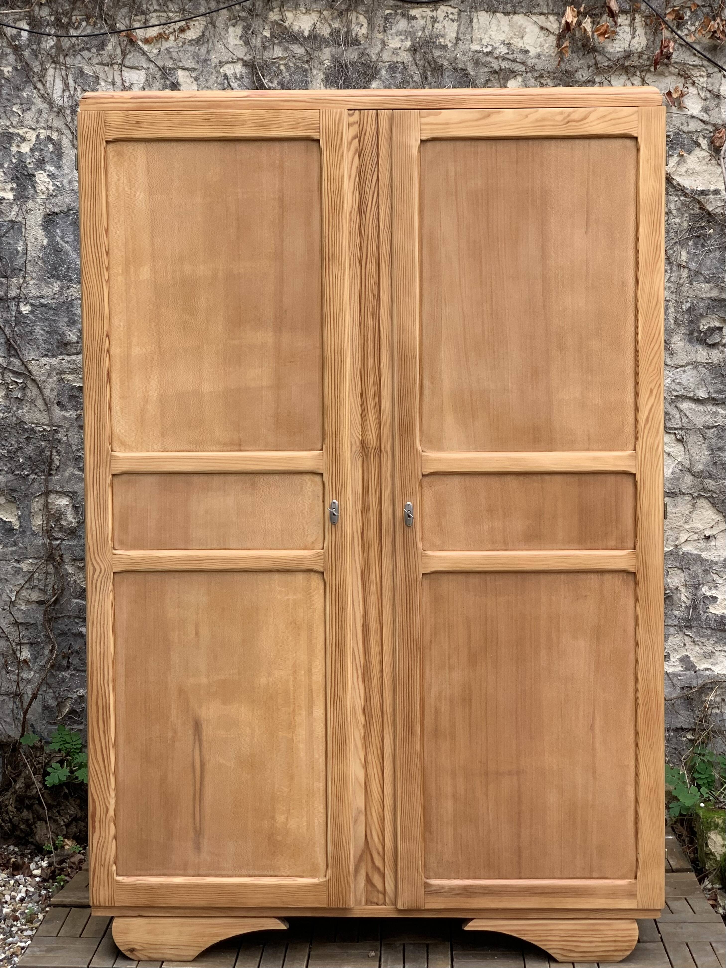 Parisian art deco wardrobe solid raw wood wardrobe