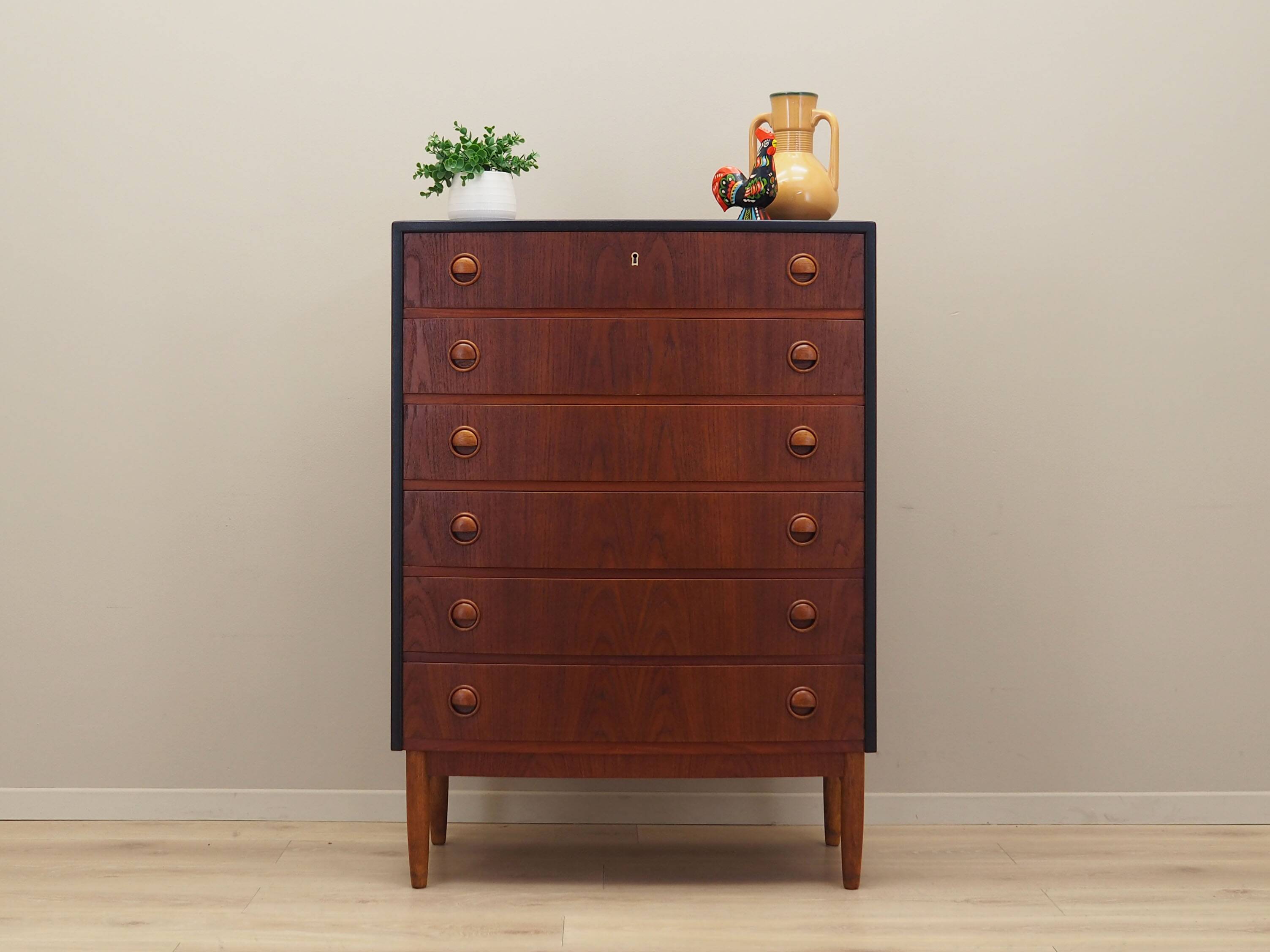 Teak chest of drawers, Danish design, 1960s, designer: Kai Kristiansen, manufacturer: Feldballes Møb
