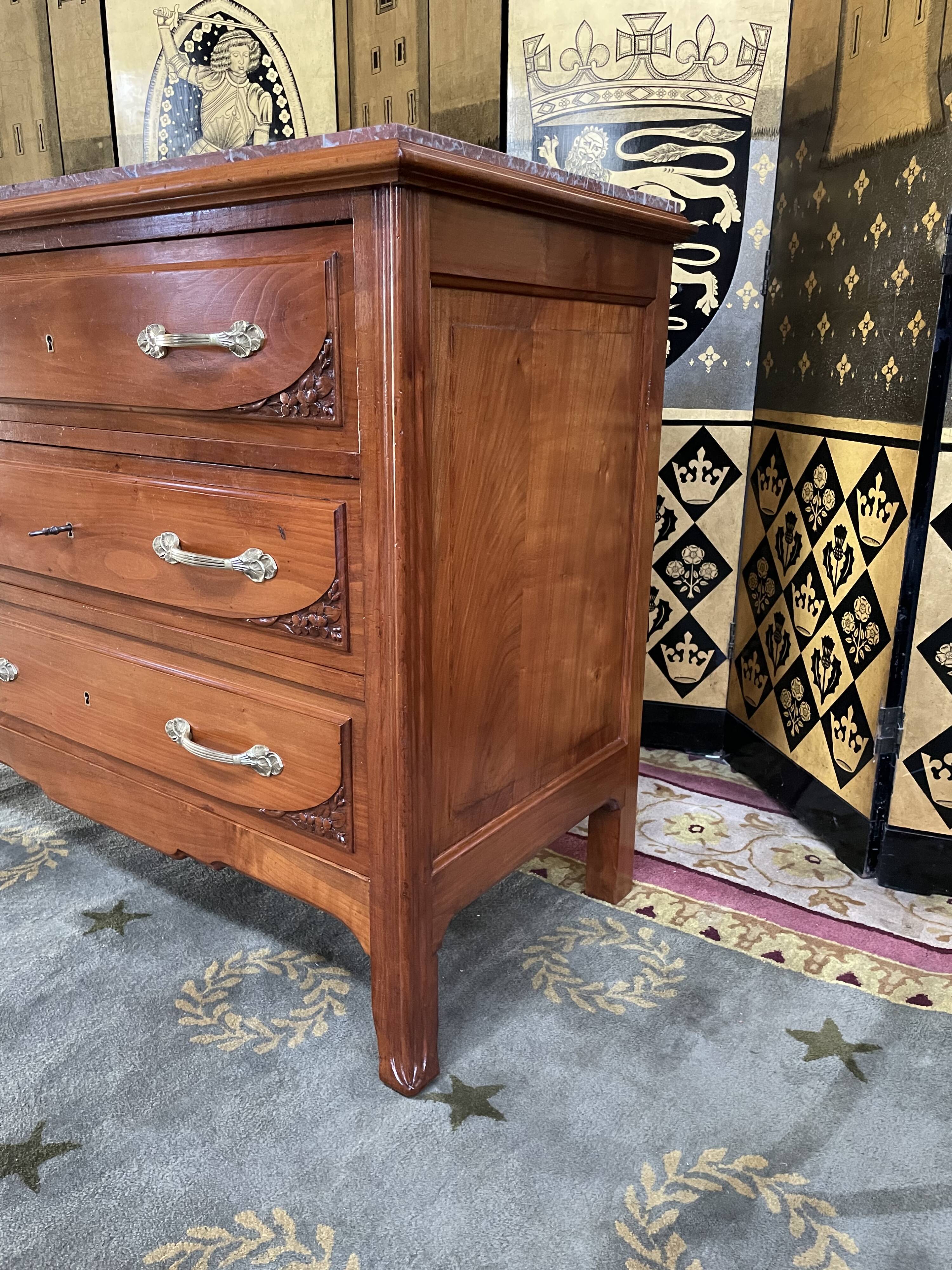 Art Nouveau cherry chest of drawers