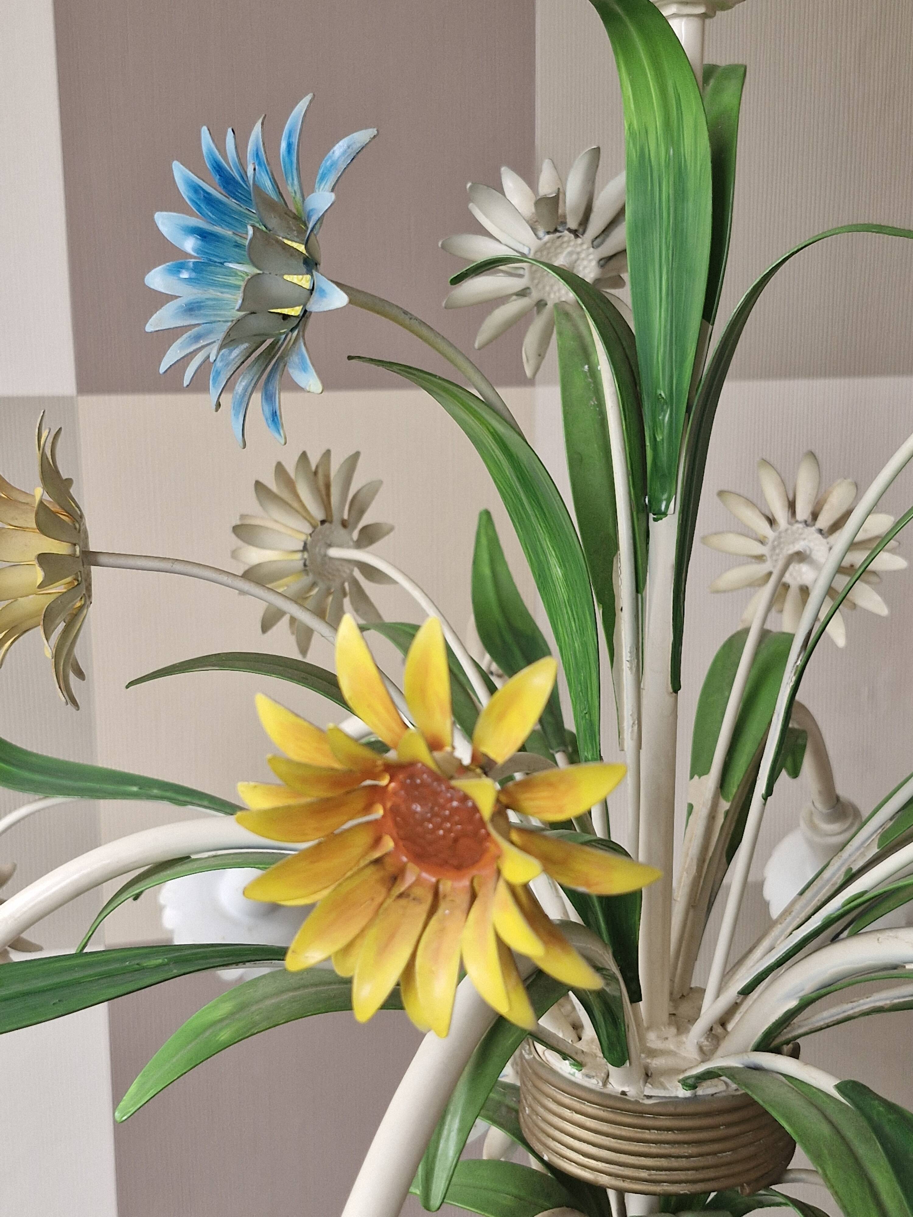 Flower chandelier in sheet metal Italy 1970s