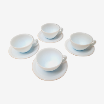 Set 4 tasses Arcopal bleu pâle