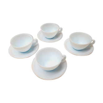 Set 4 tasses Arcopal bleu pâle