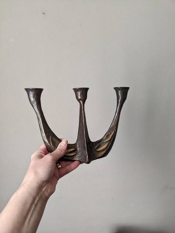 Chandelier vintage en bronze décoration campagne scandinave