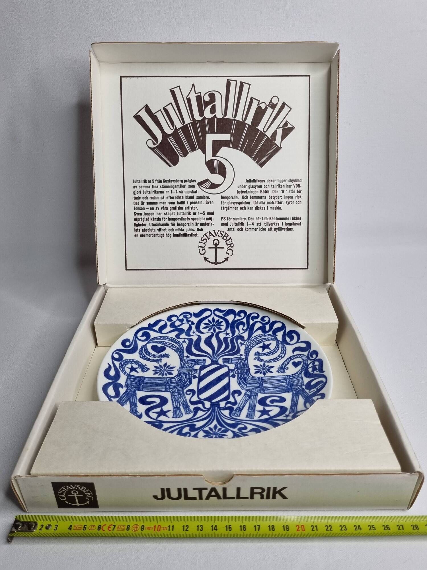 Gustavsberg decorative plate "jultallrik 5" 1975, design by sven jonson, limited edition, diameter